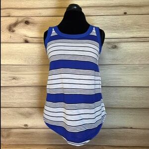 Blue and White Striped Women's Tank Top